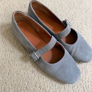 Vagabond Light Gray Suede Mary Jane Flats